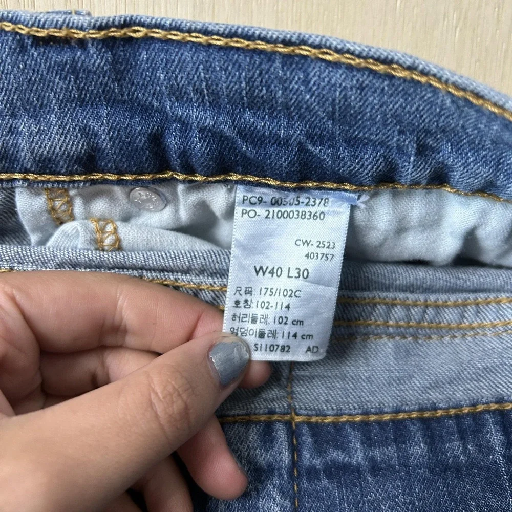 Levis 505 Jeans Mens 40x30 Medium Wash Blue Denim Regular Straight Casual